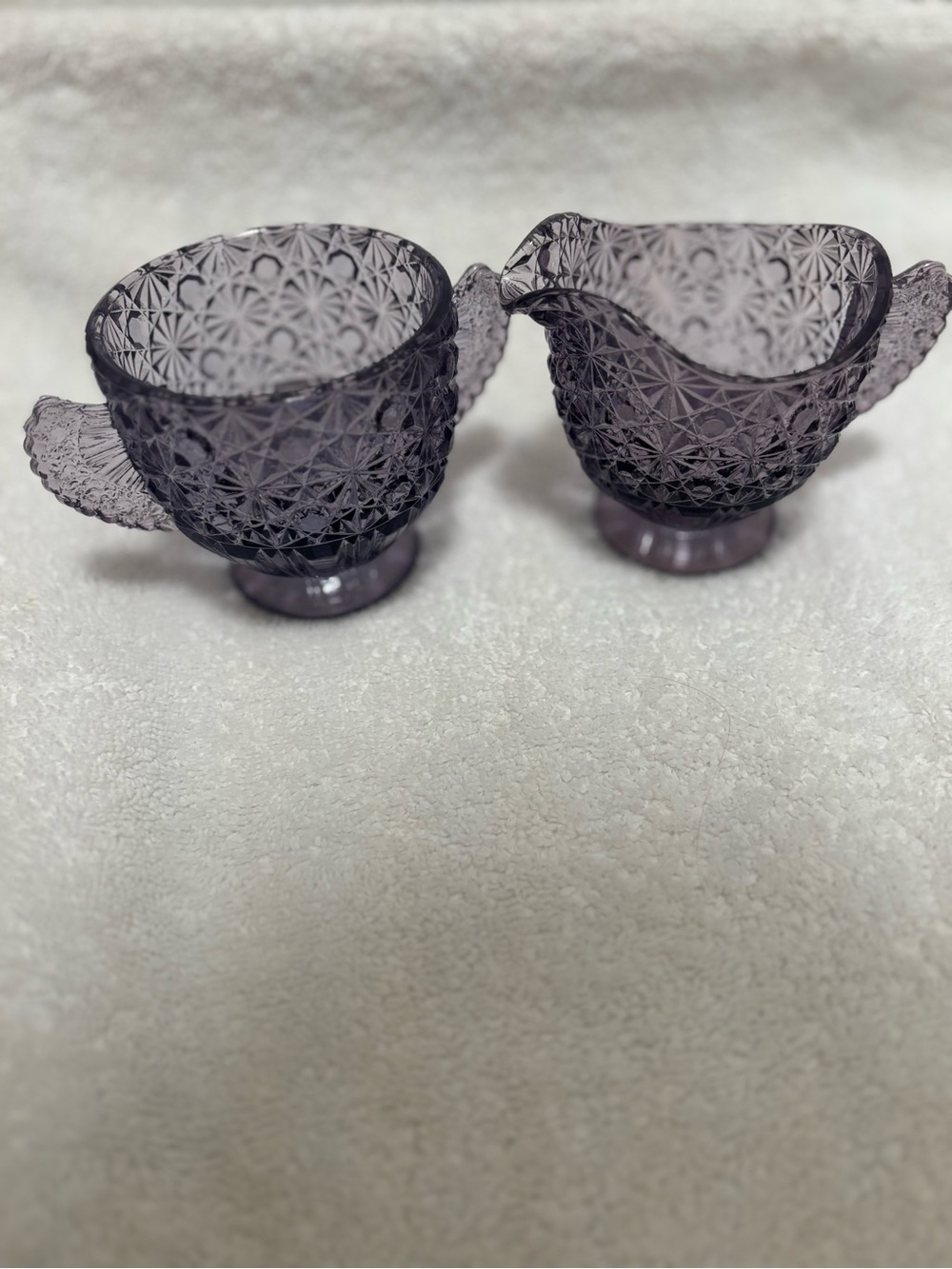 Vintage Fenton Violet Daisy and Button sugar and creamer set